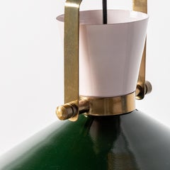 Deckenleuchte aus weißem und grünem Metall im Vintage-Design und Industriestil