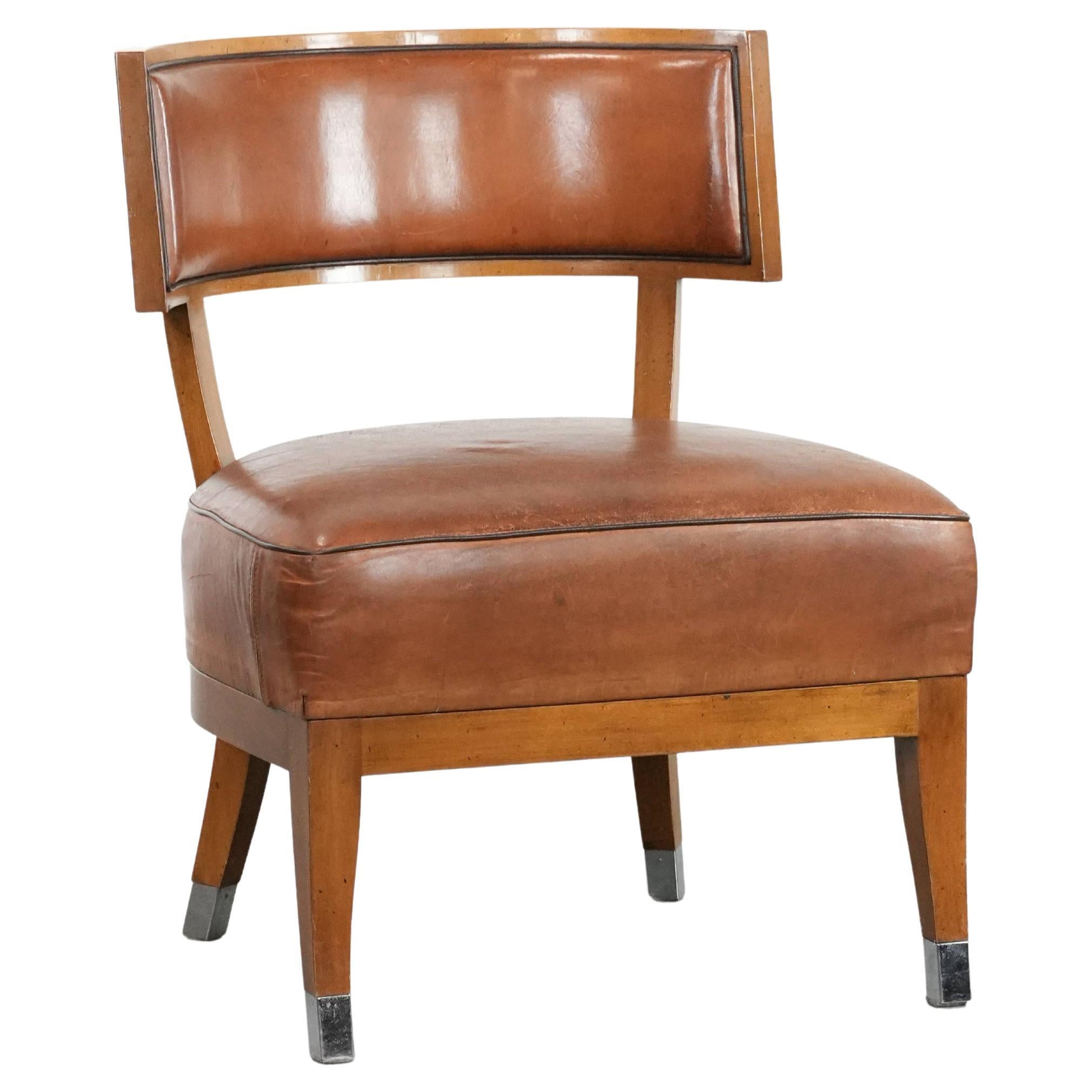 Vintage design armchair / cocktail chair made of sheepskin leather For Sale