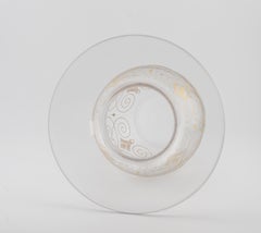 Vintage Design Art Glass Vase Baccarat France in Spittoon Shape Gold Paint