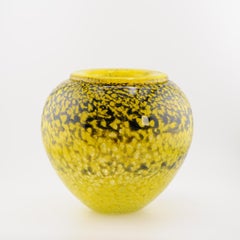 Vintage Design Art Glass Vase Jean Claude Novaro (1943-2014) Made 1995 Yellow
