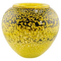 Vase en verre d'art vintage Jean Claude Novaro (1943-2014), fabriqué en 1995, jaune