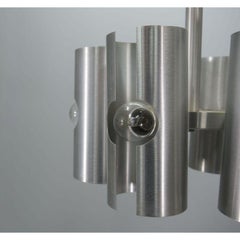 Lustre vintage en aluminium brossé, 1970