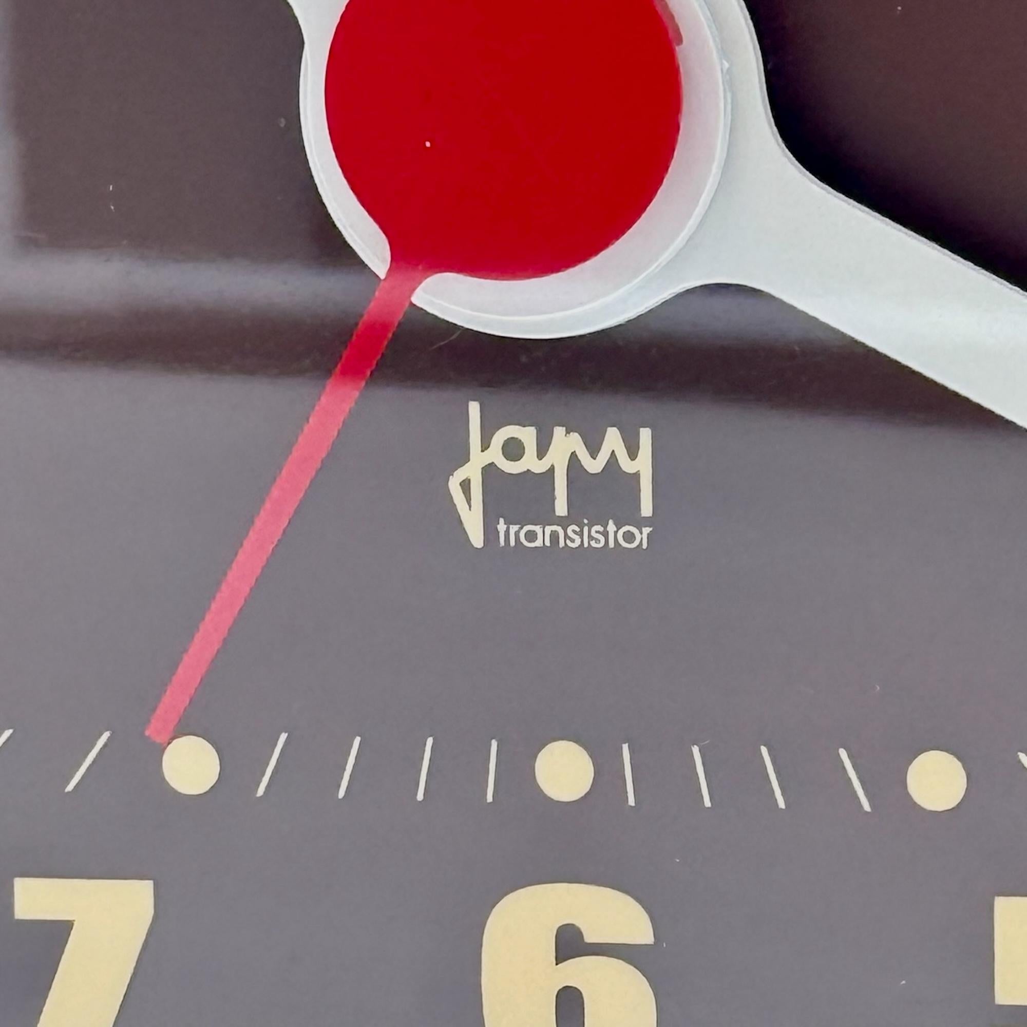 Space Age Vintage Design Clock with Mustard & Brown Hues by Japy, New Old Stock 1970s in vendita