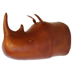 Vintage Design Coat Rack / Wall Sculpture Rhino Leather by Dimitri Omersa, 1960
