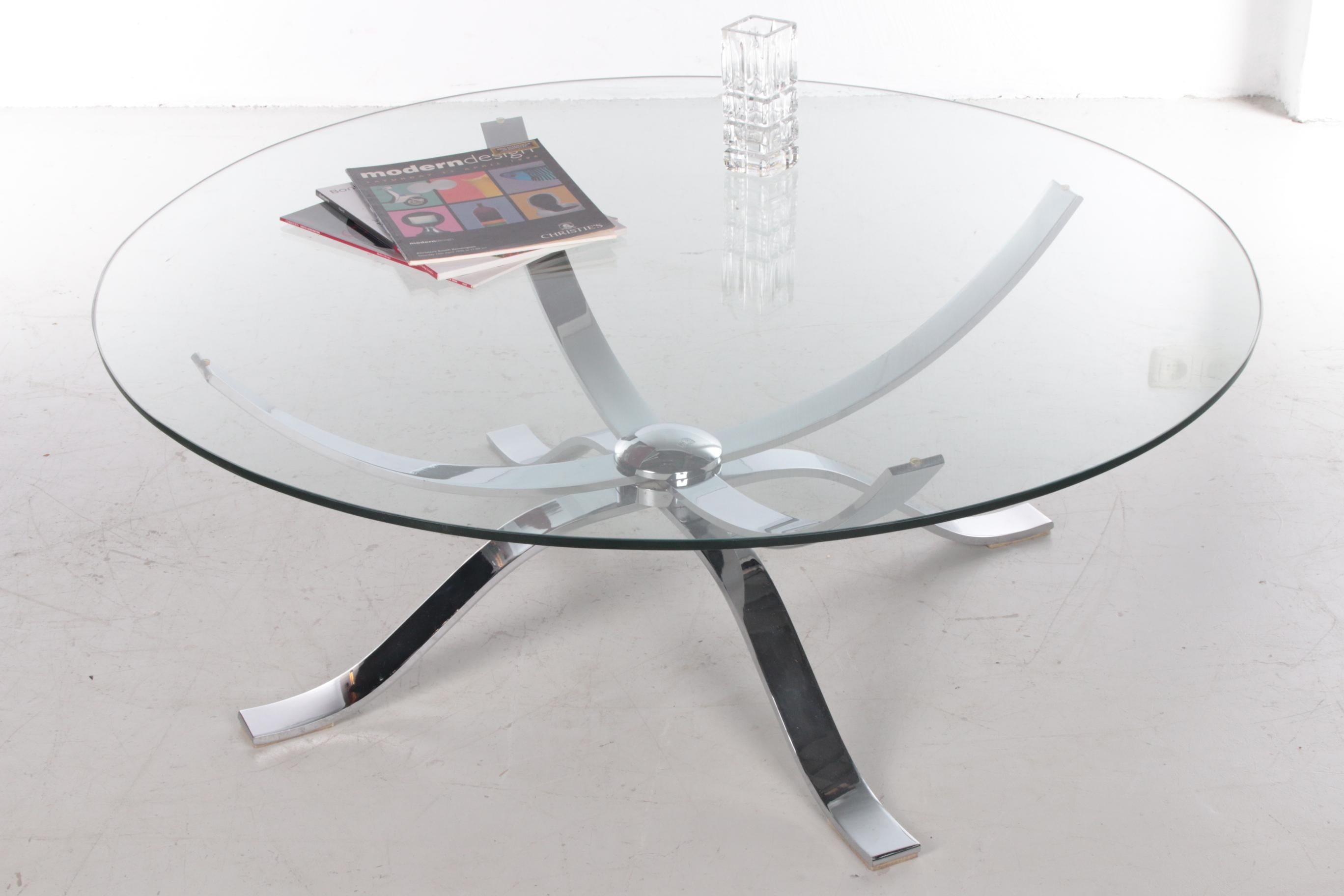 Vintage Design Coffee Table with Chrome Base Space Age, 1970s 5