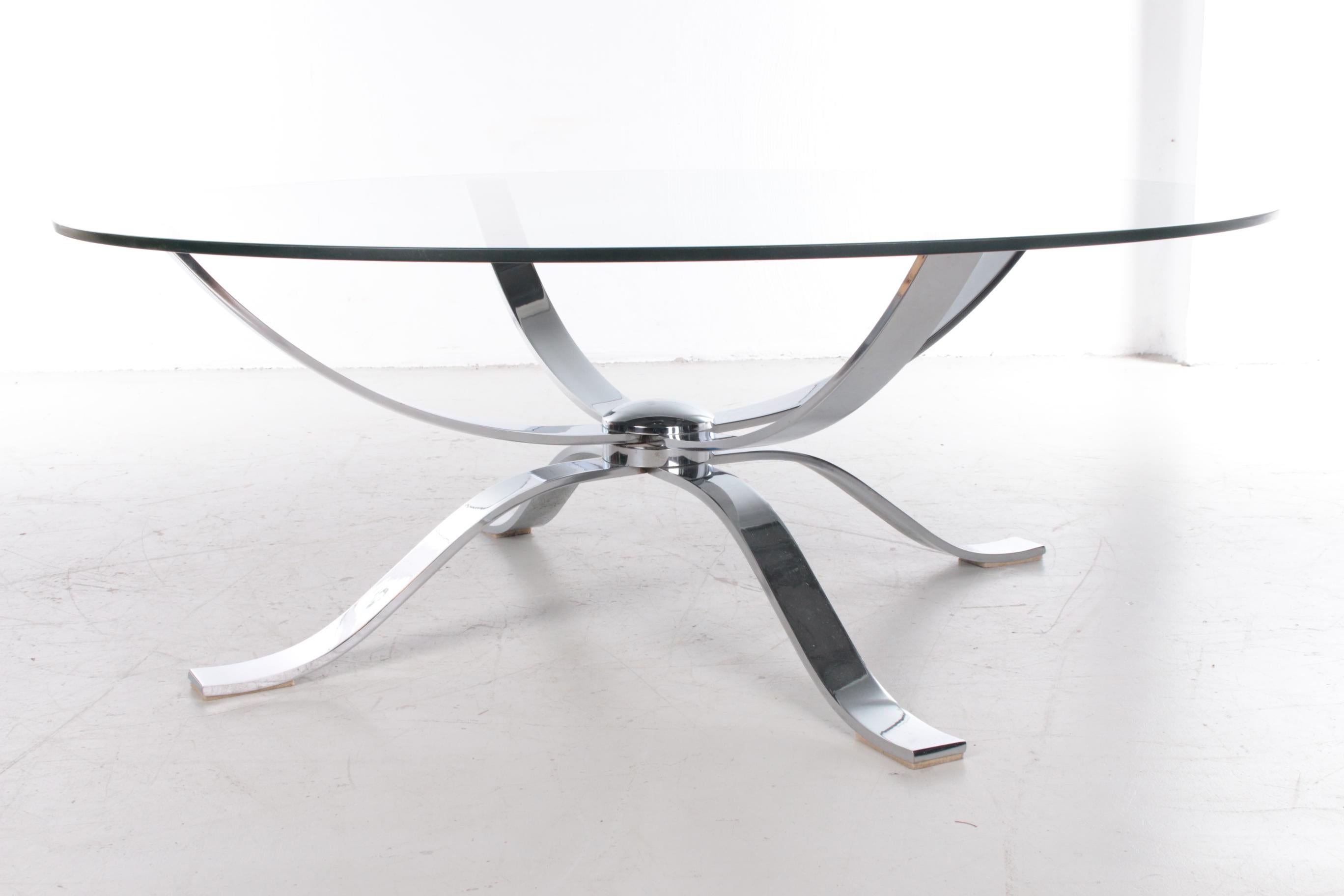 Vintage Design Coffee Table with Chrome Base Space Age, 1970s 7