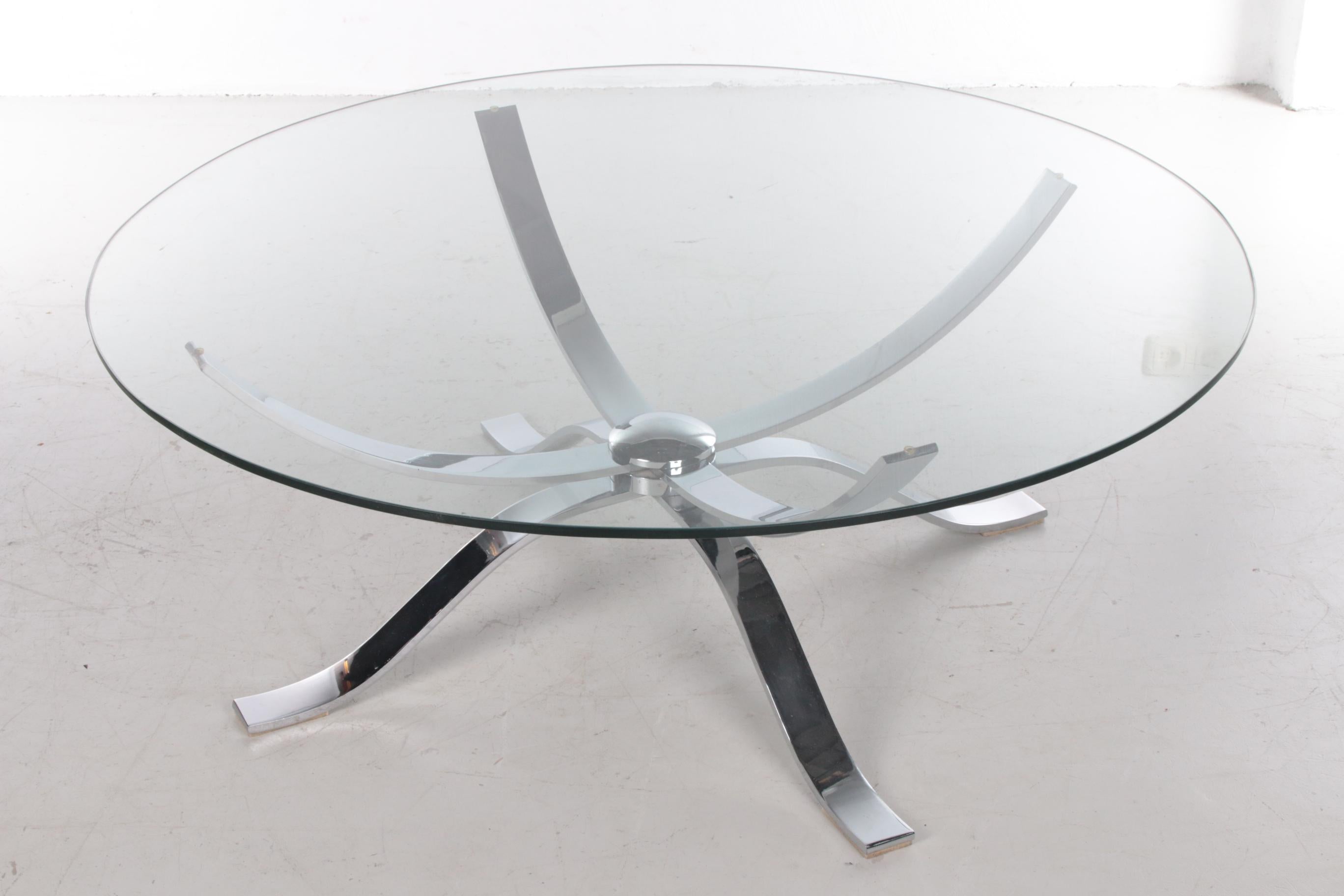 Vintage Design Coffee Table with Chrome Base Space Age, 1970s 8
