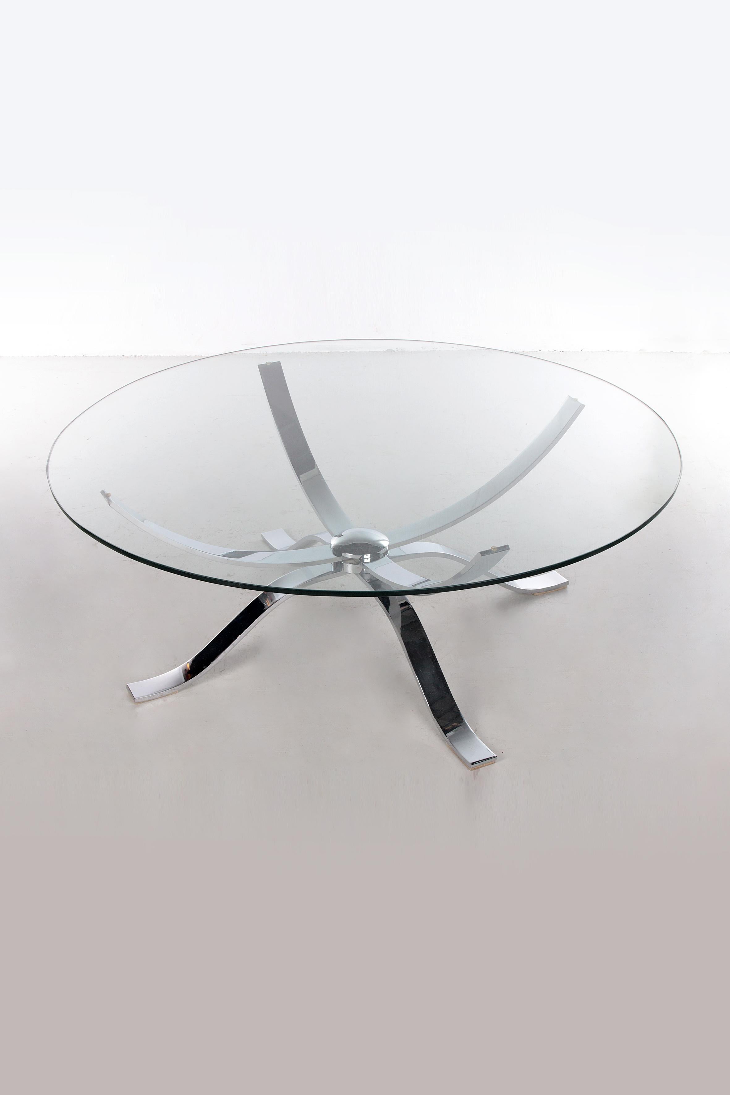 Vintage Design Coffee Table with Chrome Base Space Age, 1970s 9