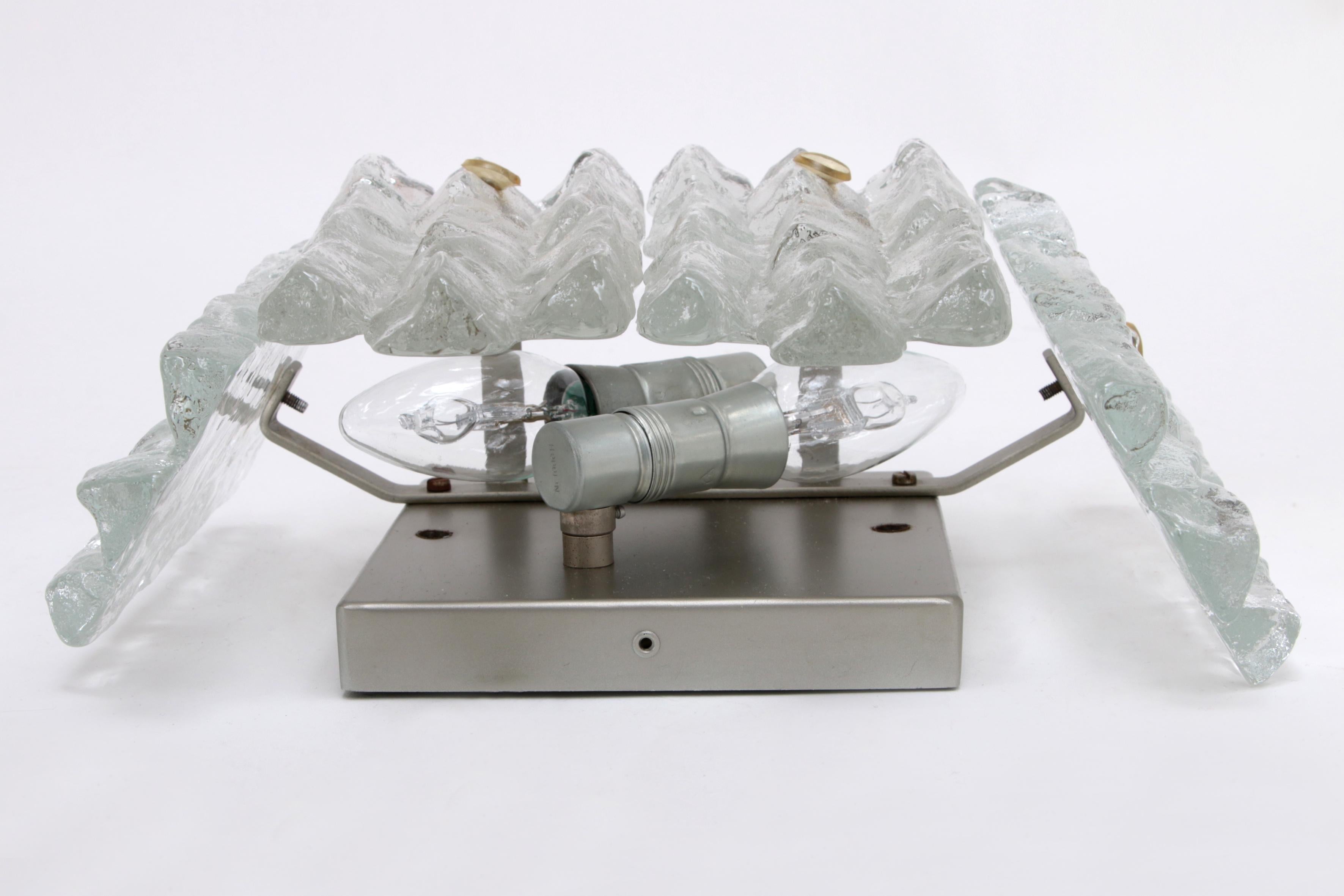 Vintage Design Crystal ice glass wall lamp design by J. T. Kalmar Austria 1960 For Sale 4