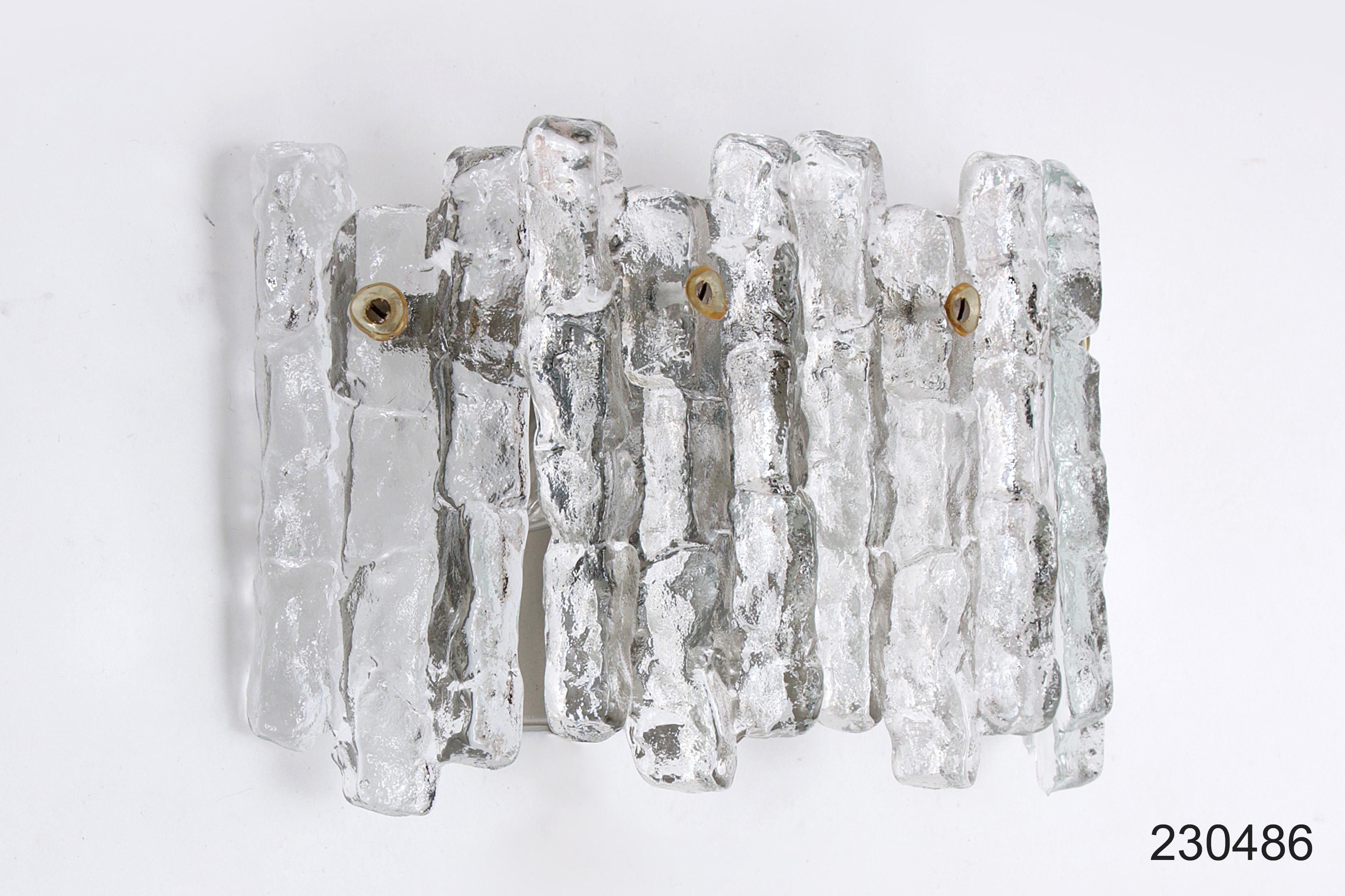 Vintage Design Crystal ice glass wall lamp design by J. T. Kalmar Austria 1960 For Sale 6