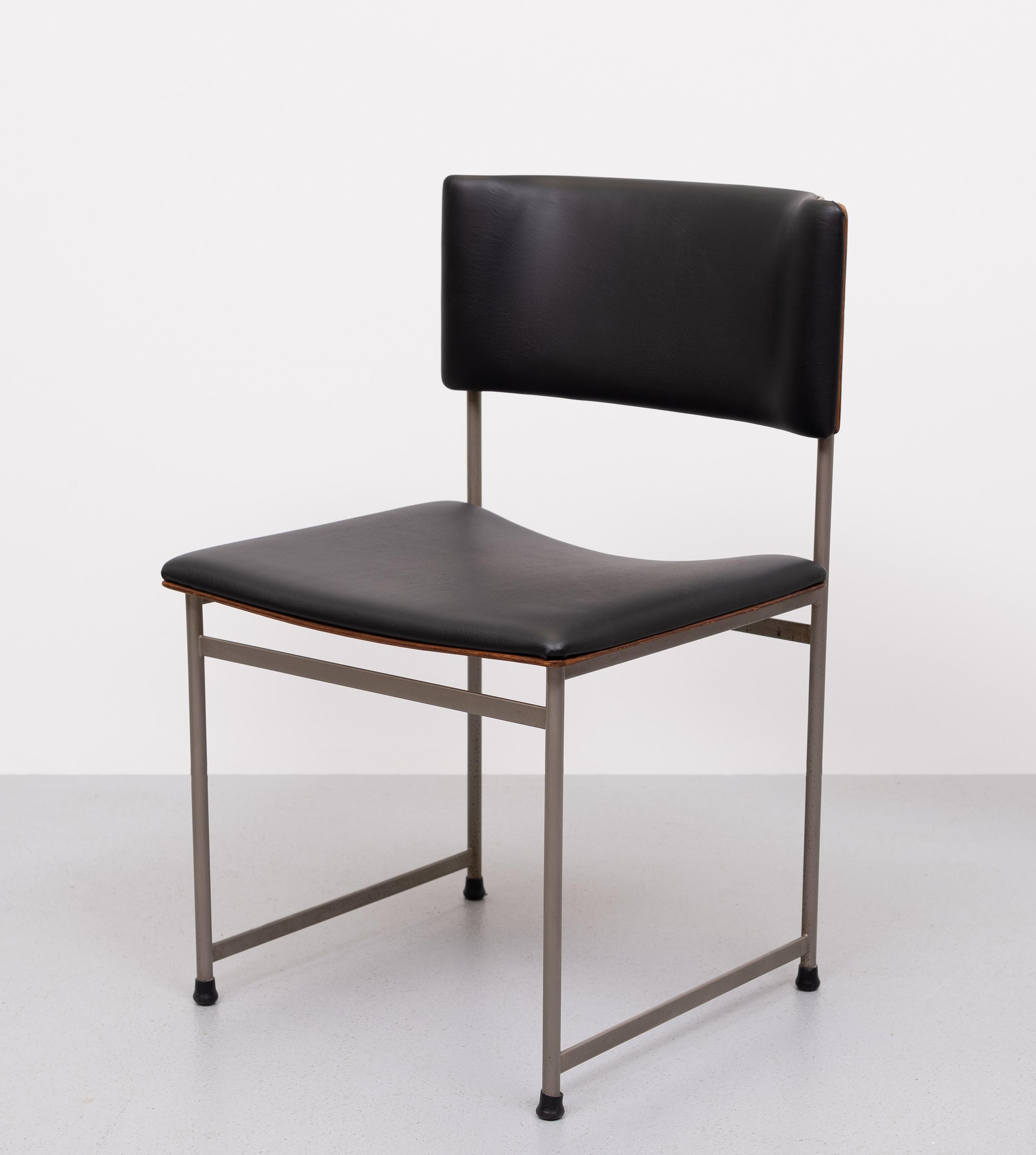 Faux Leather Vintage design curved dining chairs SM08 by Cees Braakman for Pastoe, 1950s  For Sale