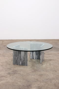 Table basse italienne vintage en marbre, années 1970, Italie