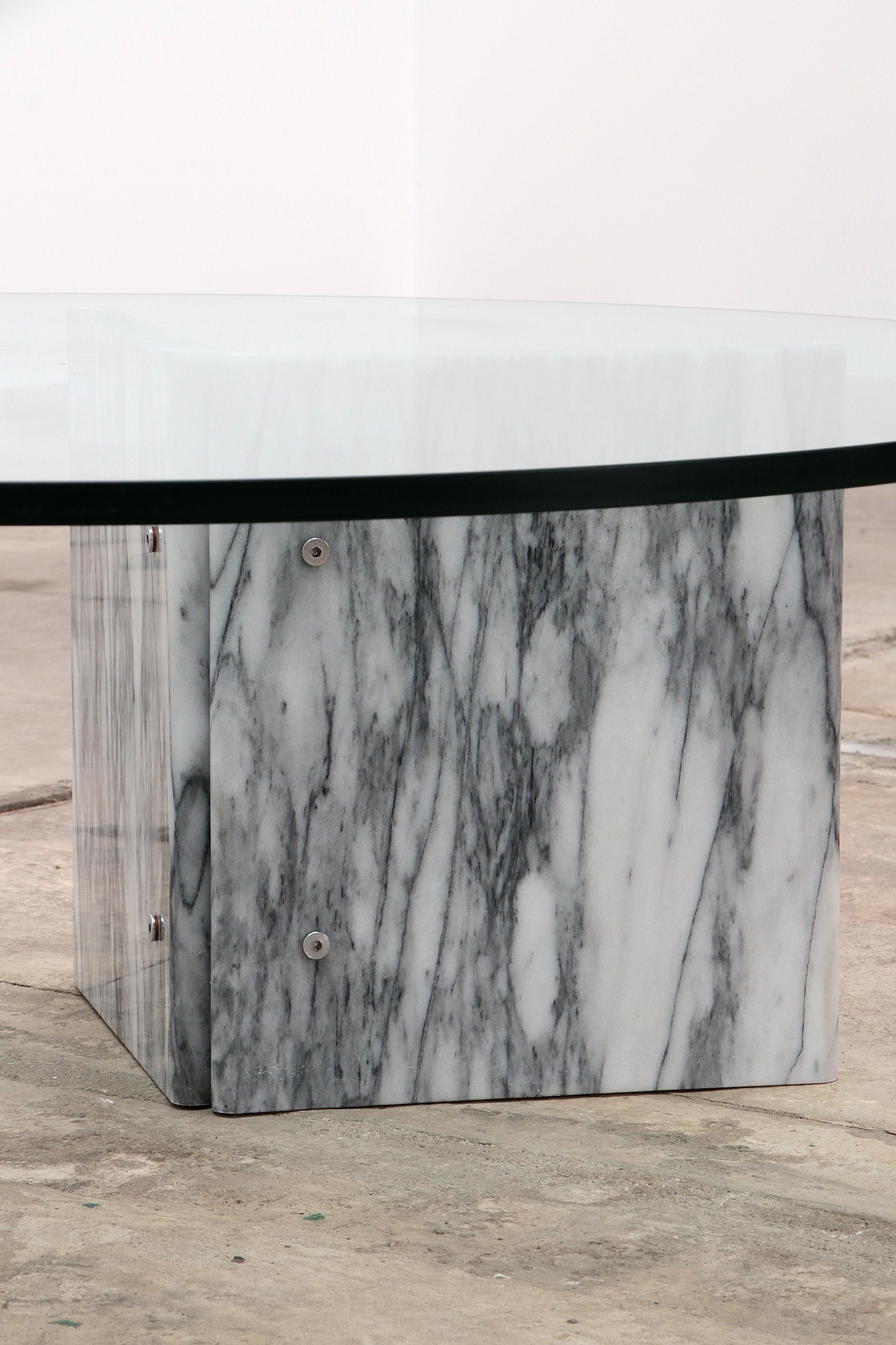 Glass Vintage Design Italian marble vintage coffee table, 1970s Italy For Sale