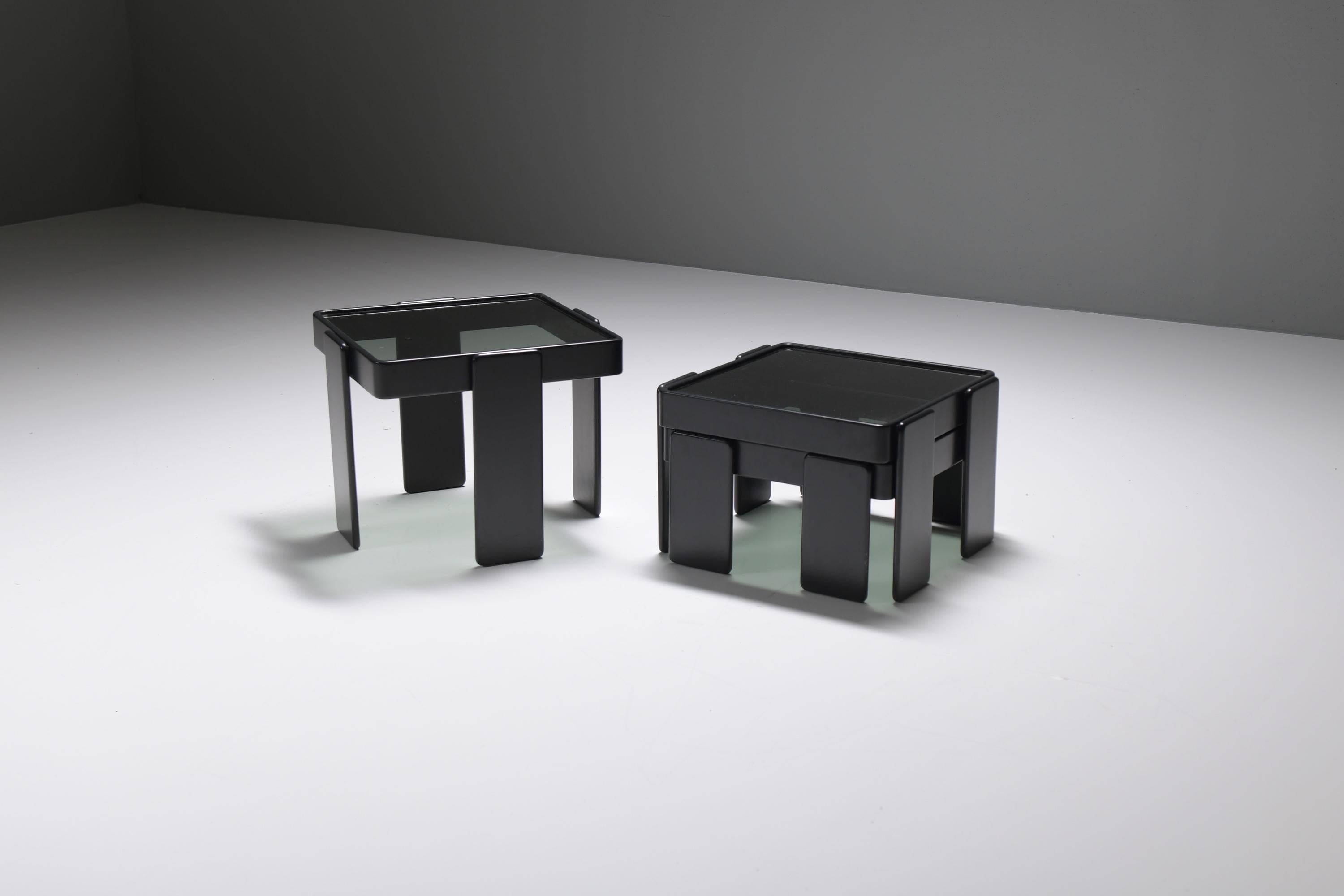 Wood Vintage Design Nesting tables by Gianfranco Frattini for Cassina Italy For Sale