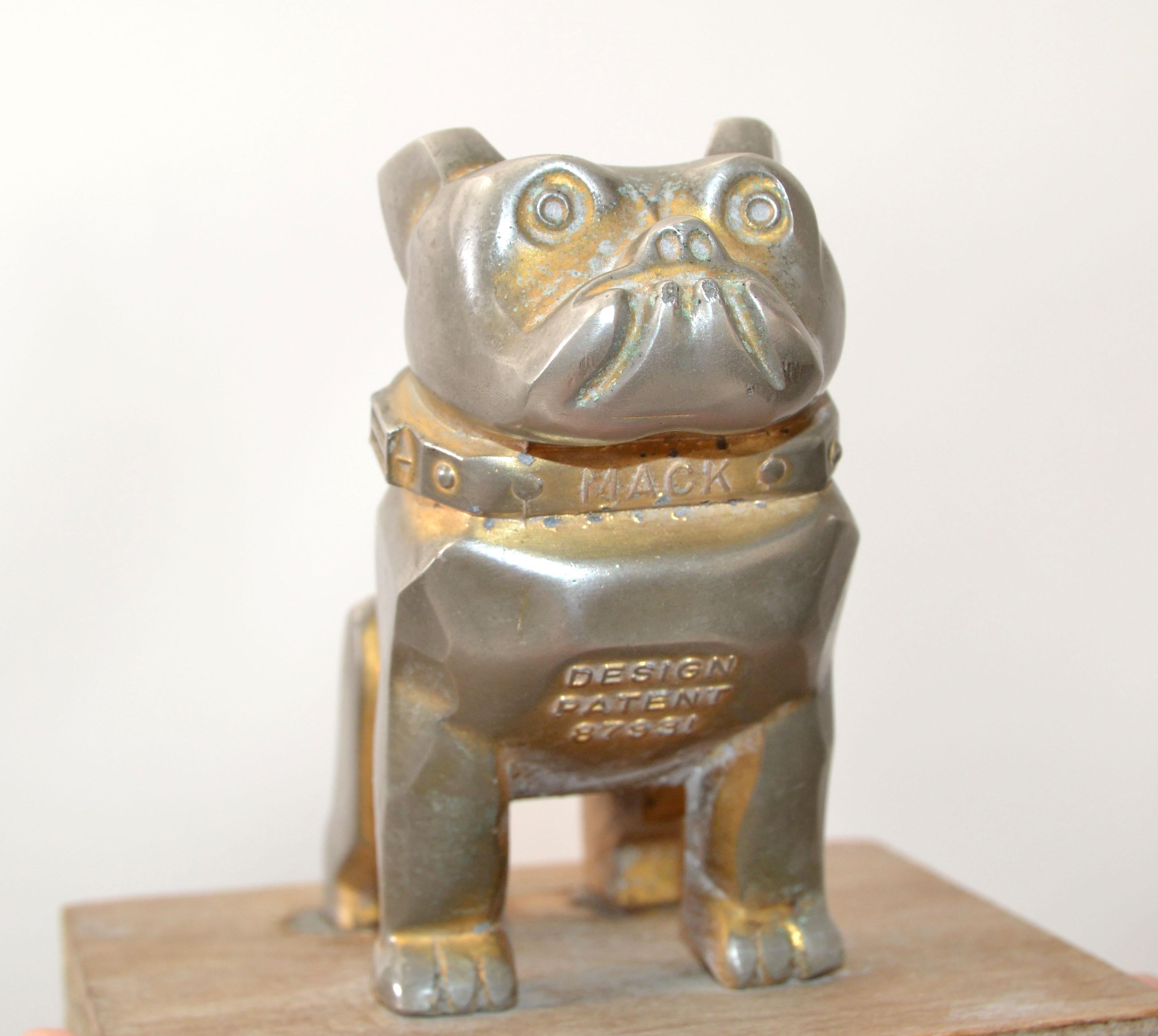 North American Vintage Design Patent Mack Trucks Bull Dog Figurine, Statue, Animal Sculpture For Sale