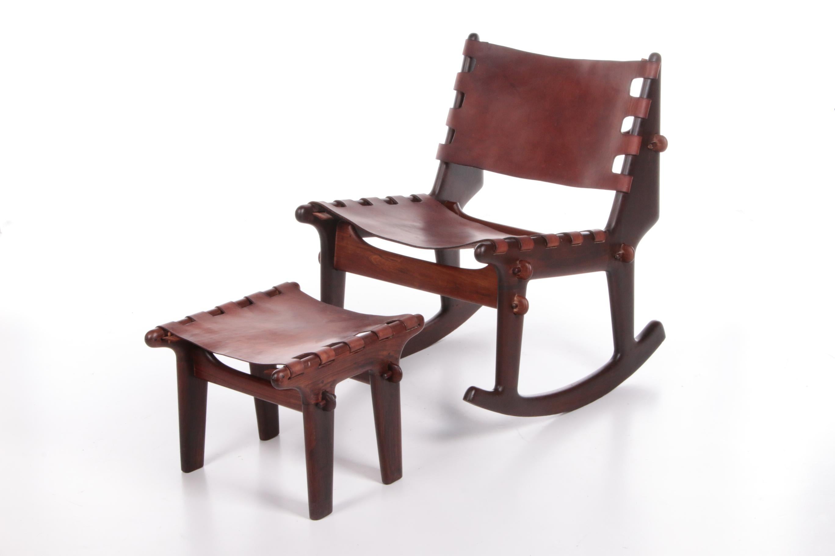 Ecuadorean Vintage Design Rocking Chair Design by Angel Pazmino, 1960 For Sale
