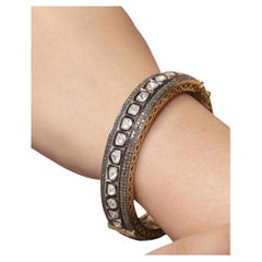 Vintage Design Rose Cut Polki Diamond Bangle 925 Sterling Silver birthday Gift