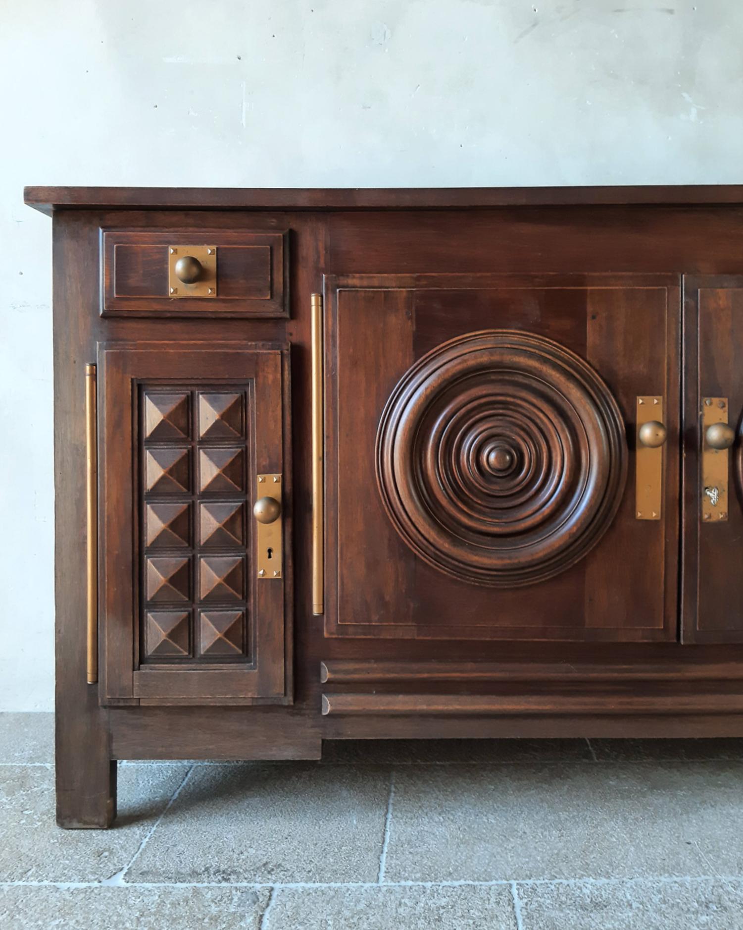 Vintage Design Sideboard by Charles Dudouyt in Oak, 1940s-50s In Good Condition For Sale In Baambrugge, NL