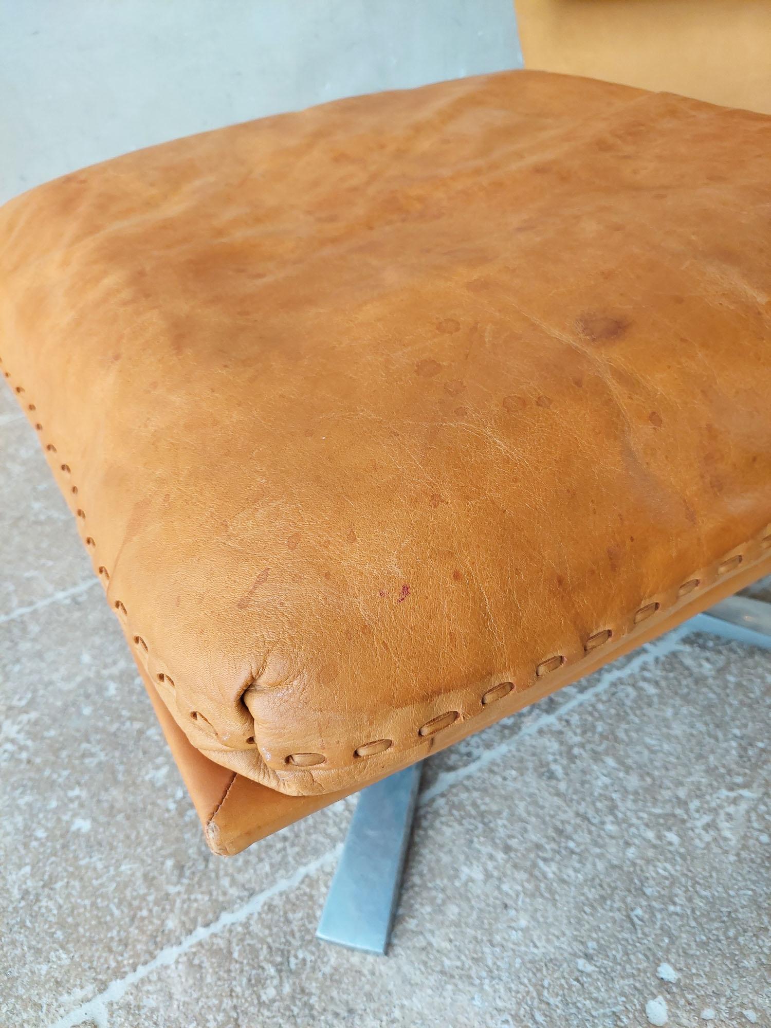 Vintage design sofa from De Sede and hocker , model DS31, in cognac leather 7