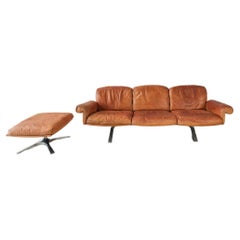 Vintage design sofa from De Sede and hocker , model DS31, in cognac leather