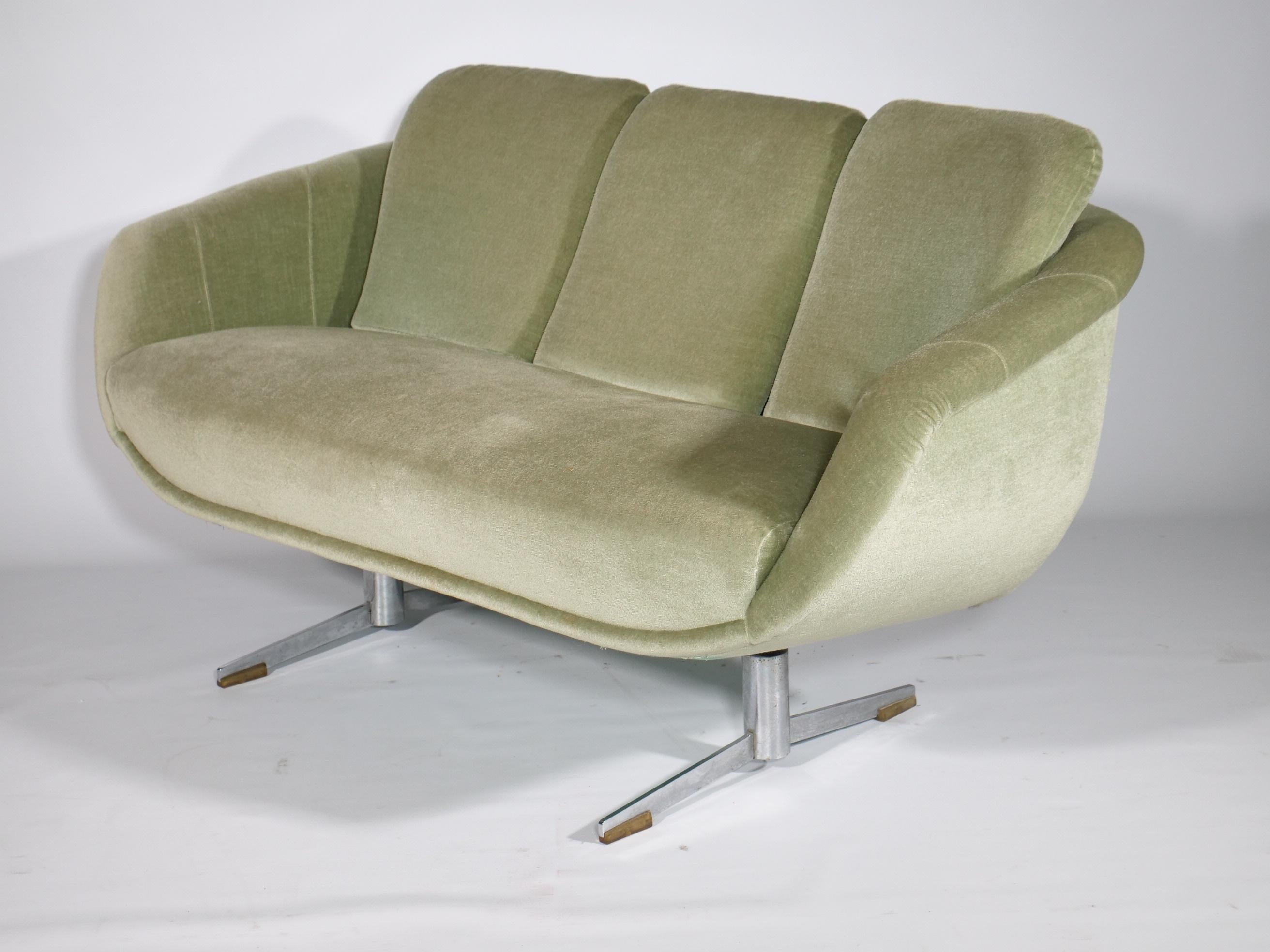 Métal Canapé design vintage du milieu du siècle - Couch Space Age - 60er 70er Jahre en vente