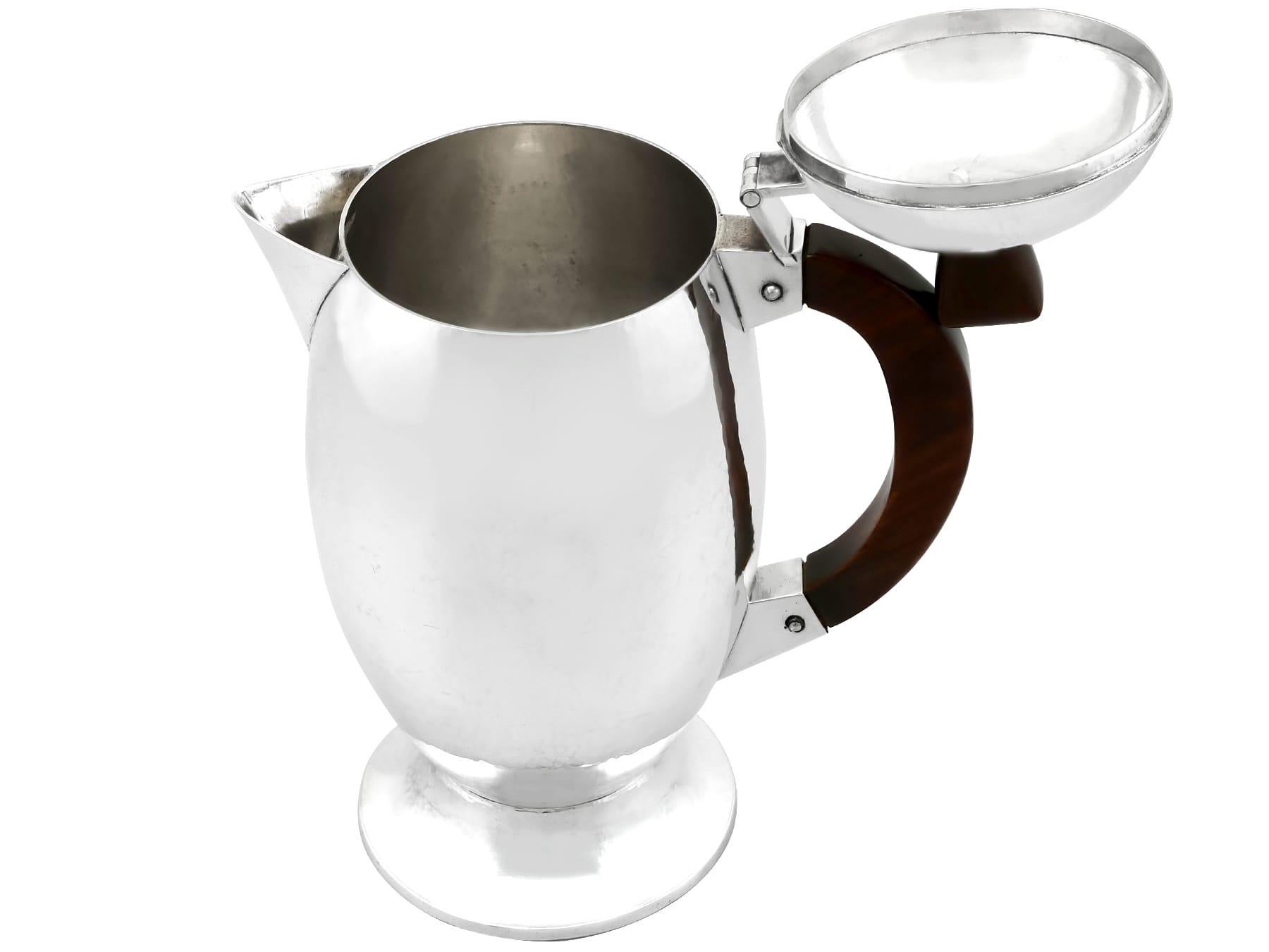 Mid-20th Century Vintage Design Style Sterling Silver Coffee Jug (1953) For Sale