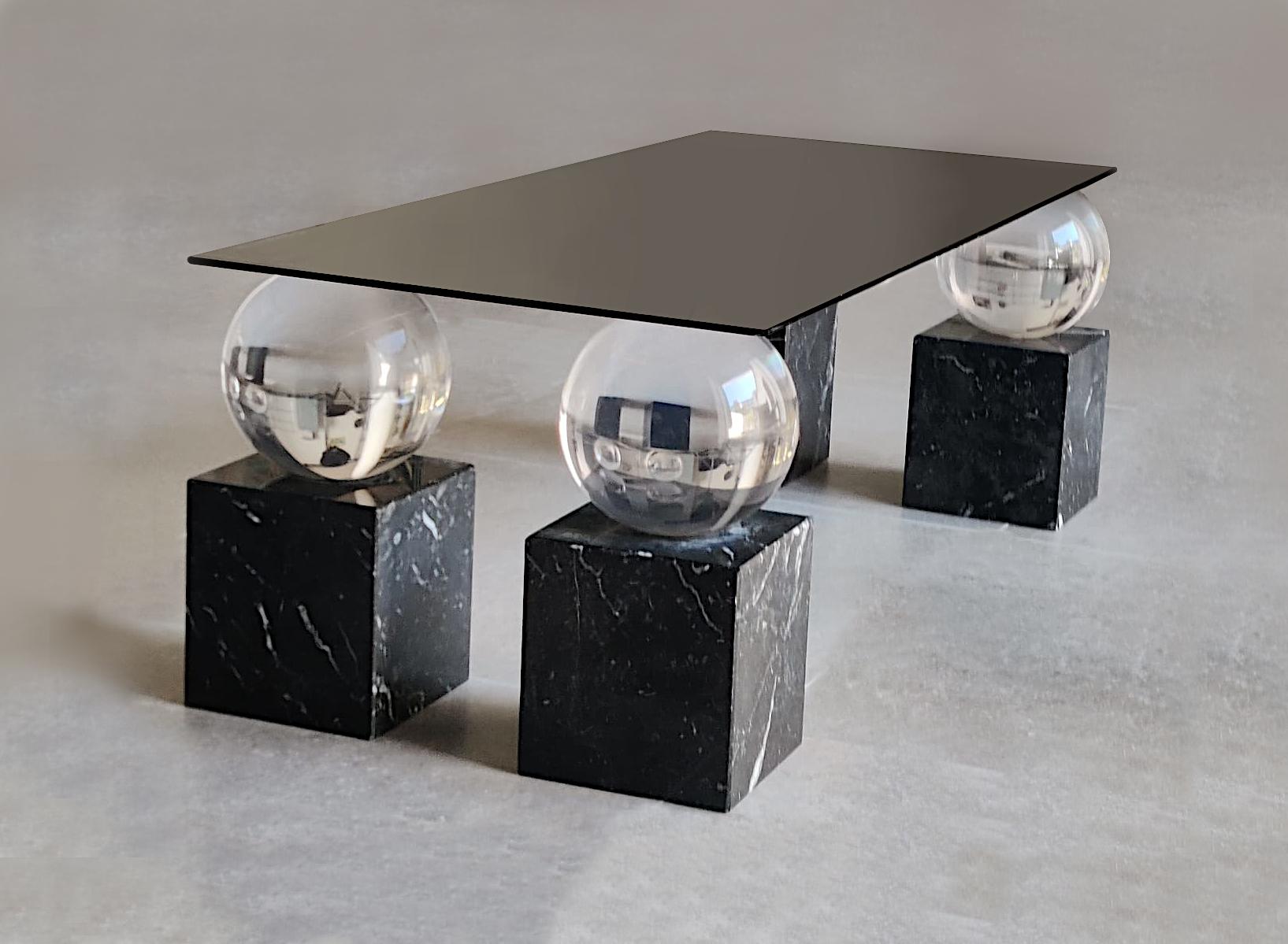 Table design vintage avec sphères et marbre, 1970 en vente 4