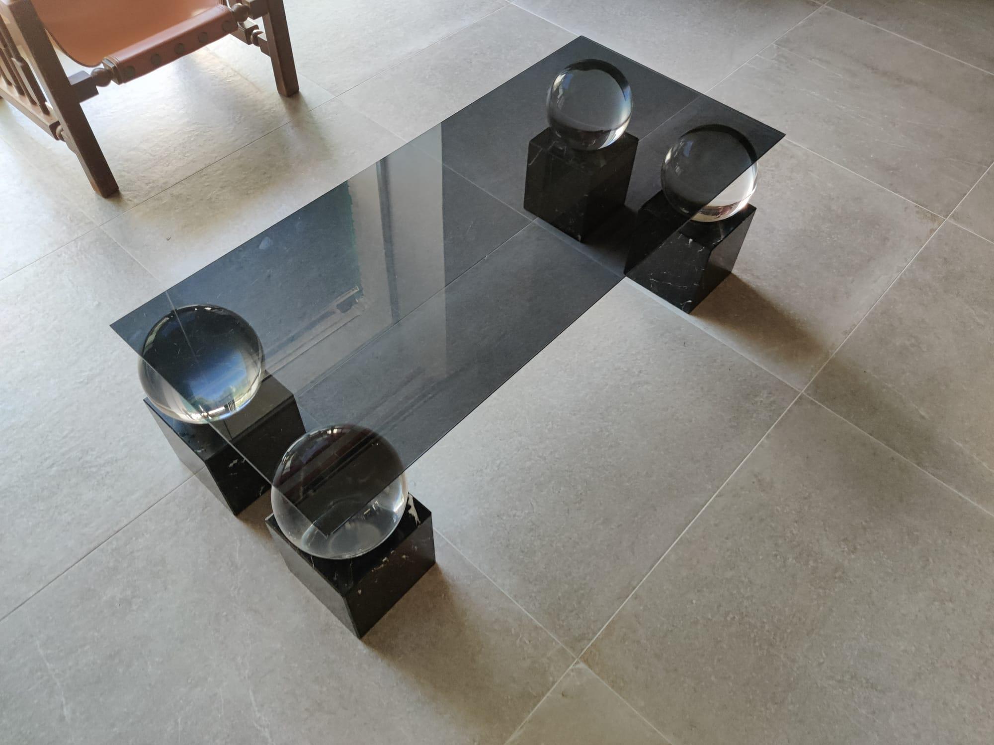 Table design vintage avec sphères et marbre, 1970 en vente 7
