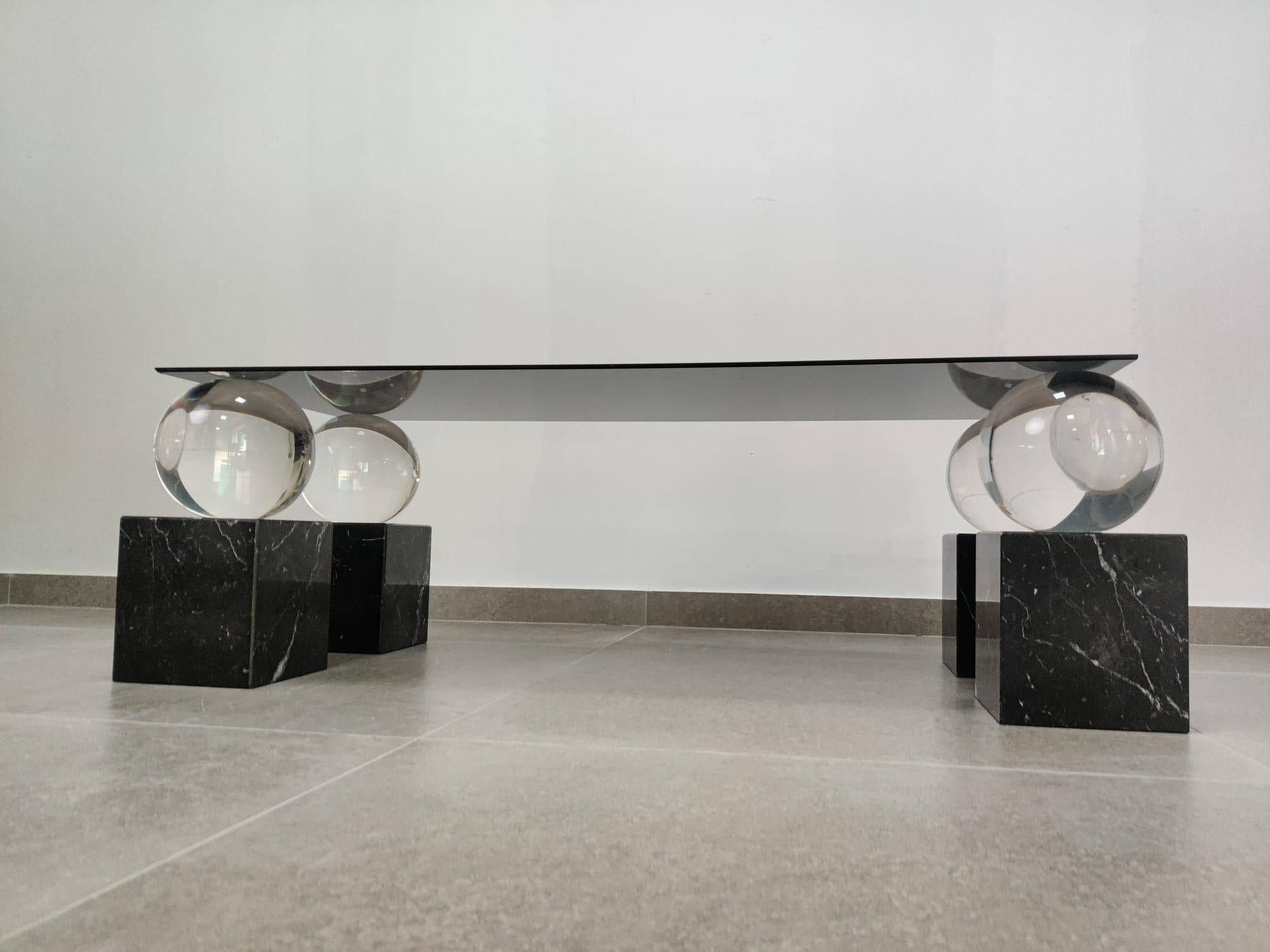 Table design vintage avec sphères et marbre, 1970 en vente 8