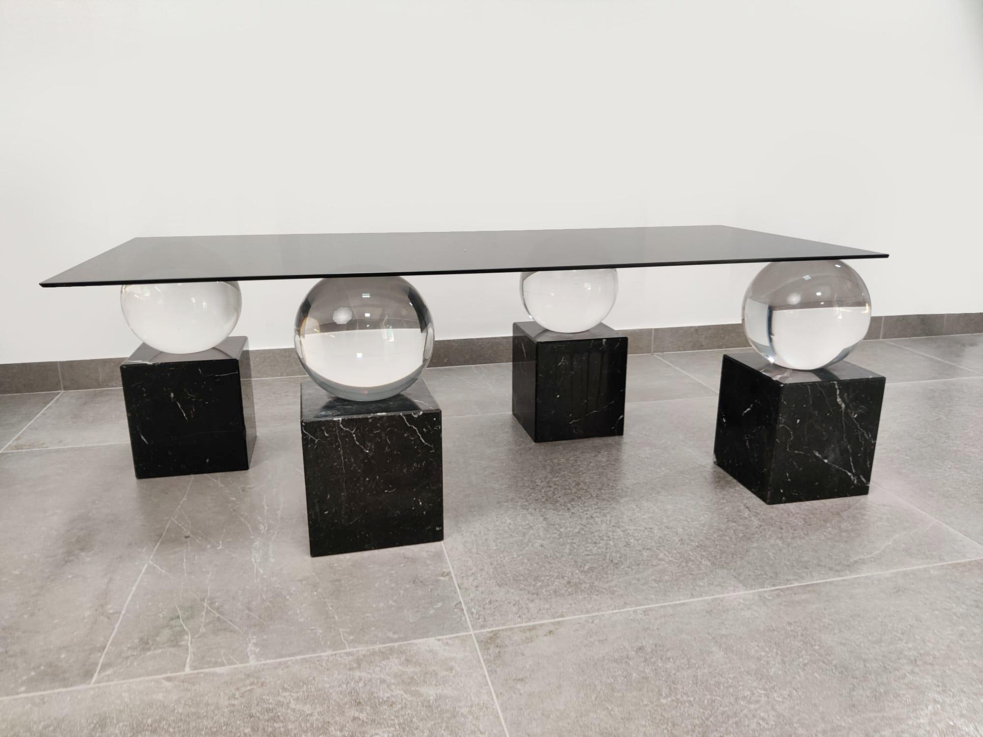 Table design vintage avec sphères et marbre, 1970 en vente 9