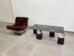 Vintage Design Table with Spheres and Marble, 1970s