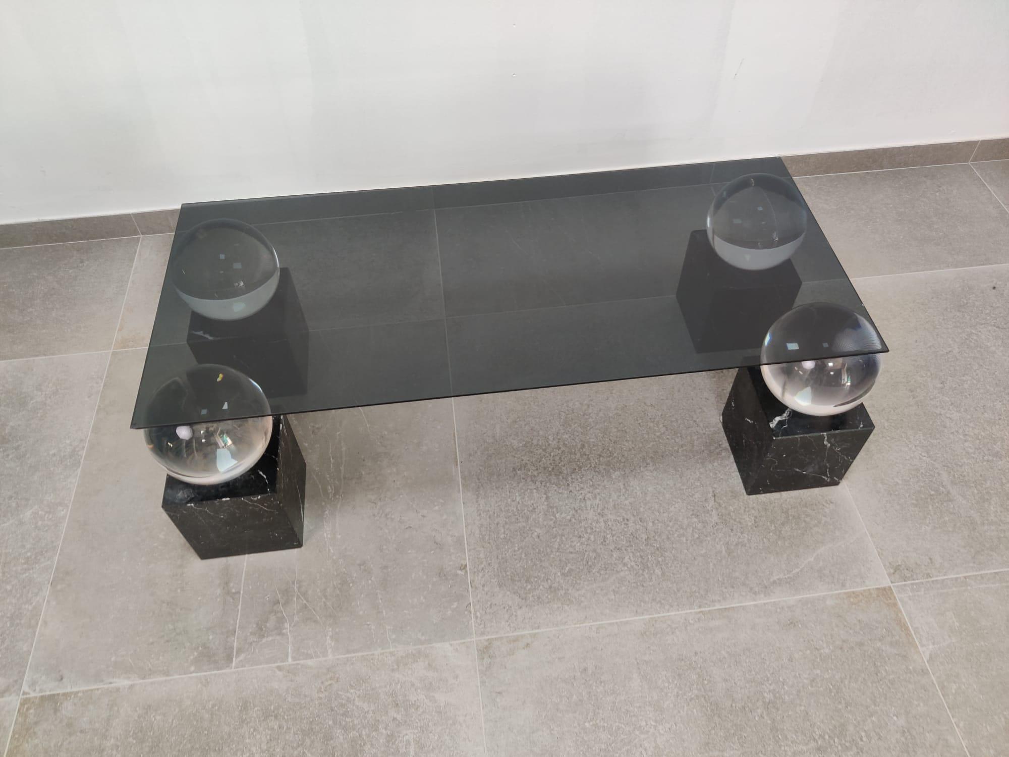 Table design vintage avec sphères et marbre, 1970 en vente 2