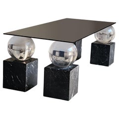 Table design vintage avec sphères et marbre, 1970