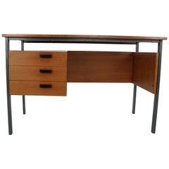 Vintage Design Teak 
Metal Frame Desk, Writing Table, 1960s Netherlands