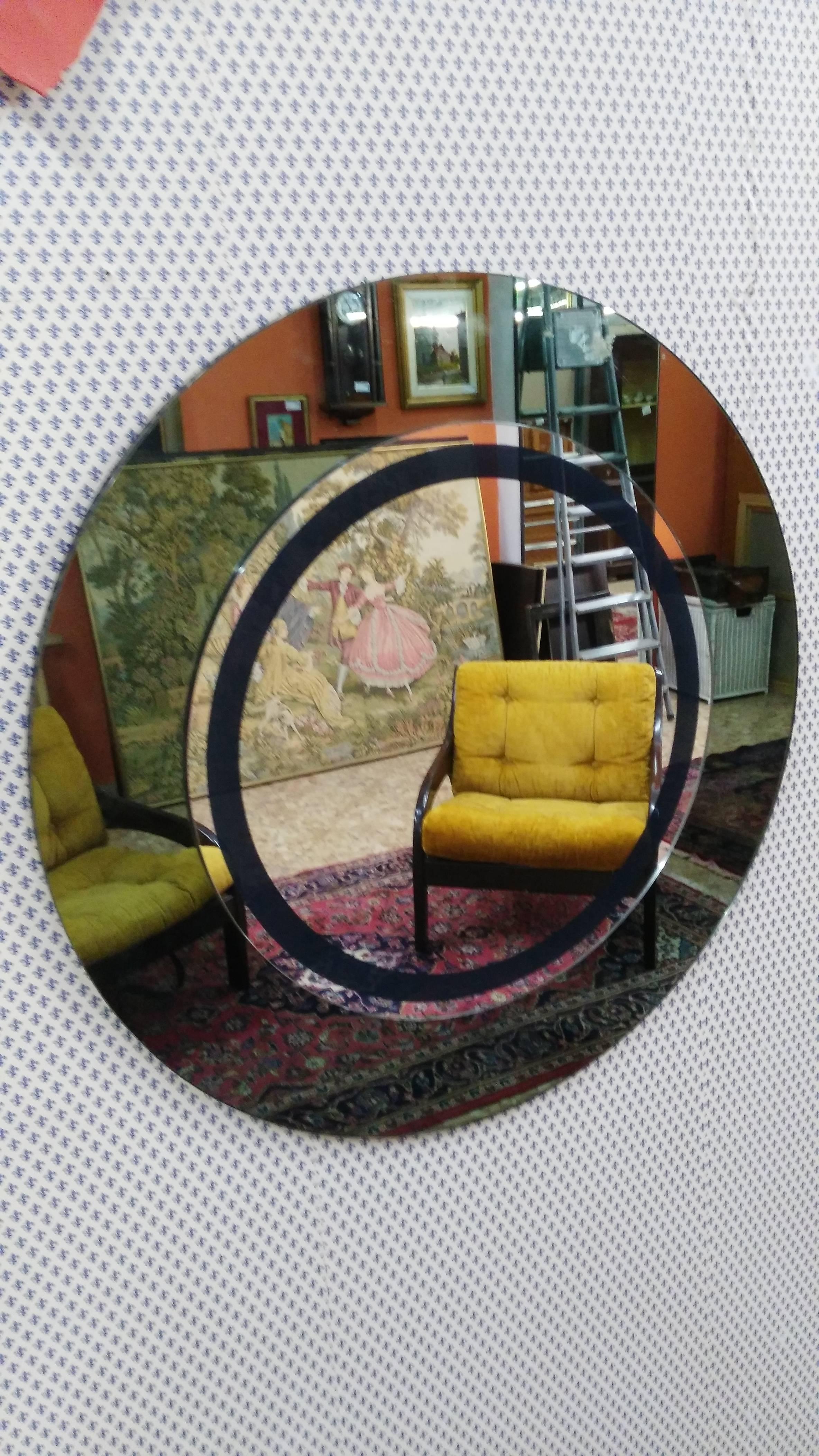 Art Glass midcentury Vintage Design Wall Mirror For Sale