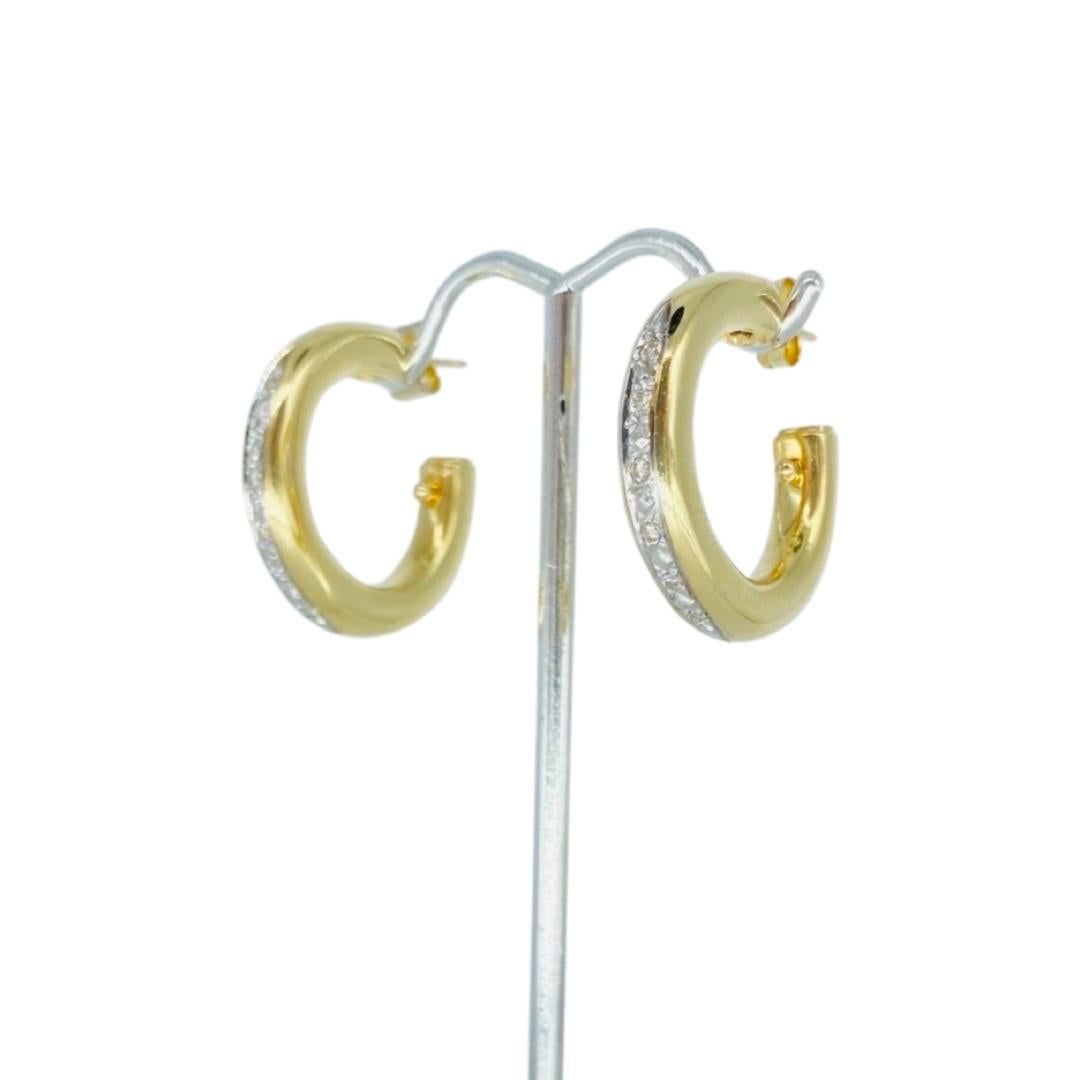 Vintage Designer 0.18 Total Carat Weight Diamonds Half Hoop Earrings 14k In Good Condition For Sale In Miami, FL