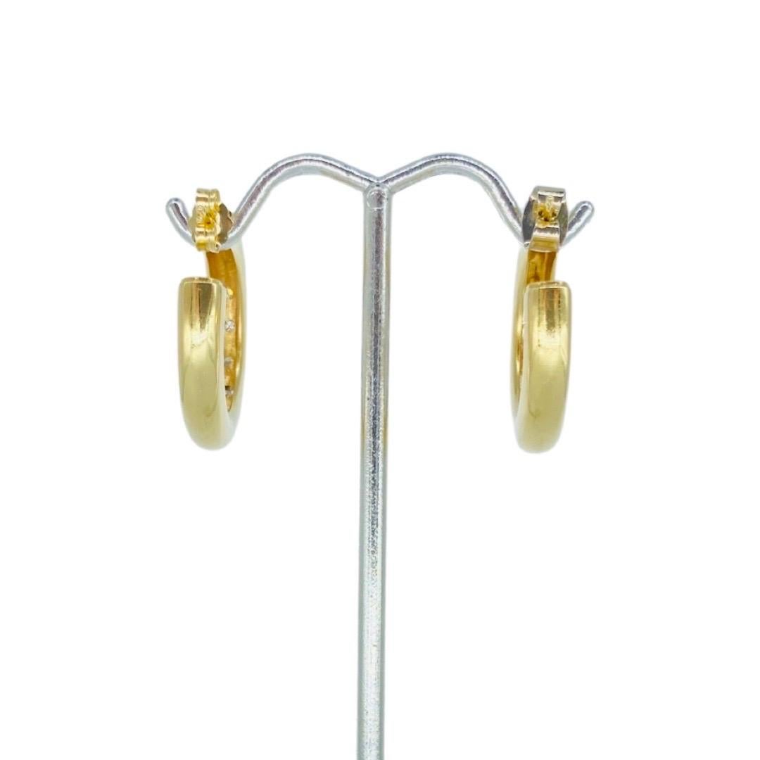 Vintage Designer 0.18 Total Carat Weight Diamonds Half Hoop Earrings 14k For Sale 3