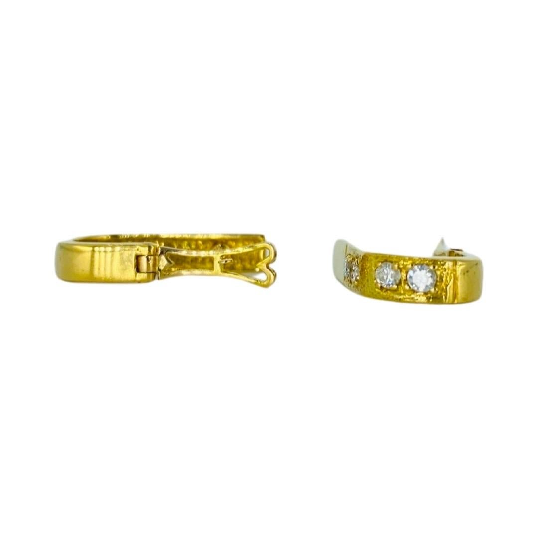 Vintage Designer-Ohrringe 18k Gold mit 0,20 Karat Diamant-Creolen im Zustand „Gut“ im Angebot in Miami, FL