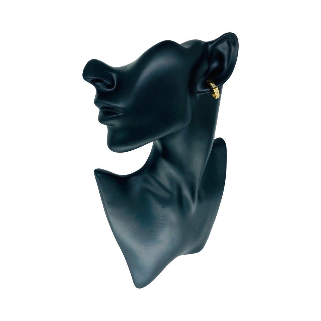 Women's Vintage Designer 0.20 Carat Diamond Hoop Earrings 18k Gold For Sale