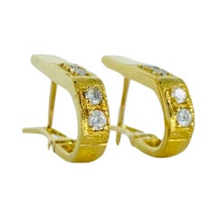 Vintage Designer 0.20 Carat Diamond Hoop Earrings 18k Gold