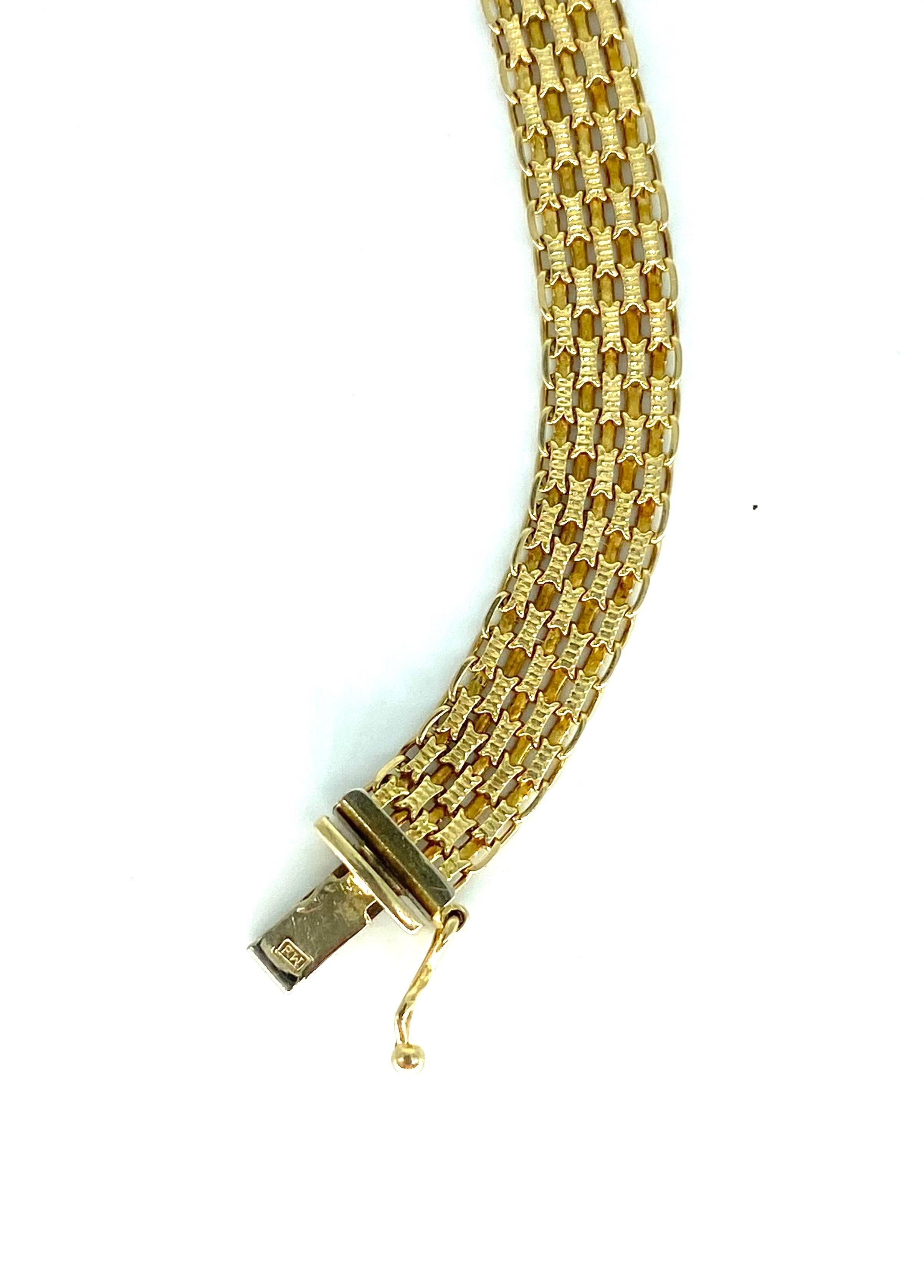 Taille ronde Bracelet à maillons vintage de créateur en or 14 carats avec diamants fantaisie en forme de corde de 0,70 carat en vente