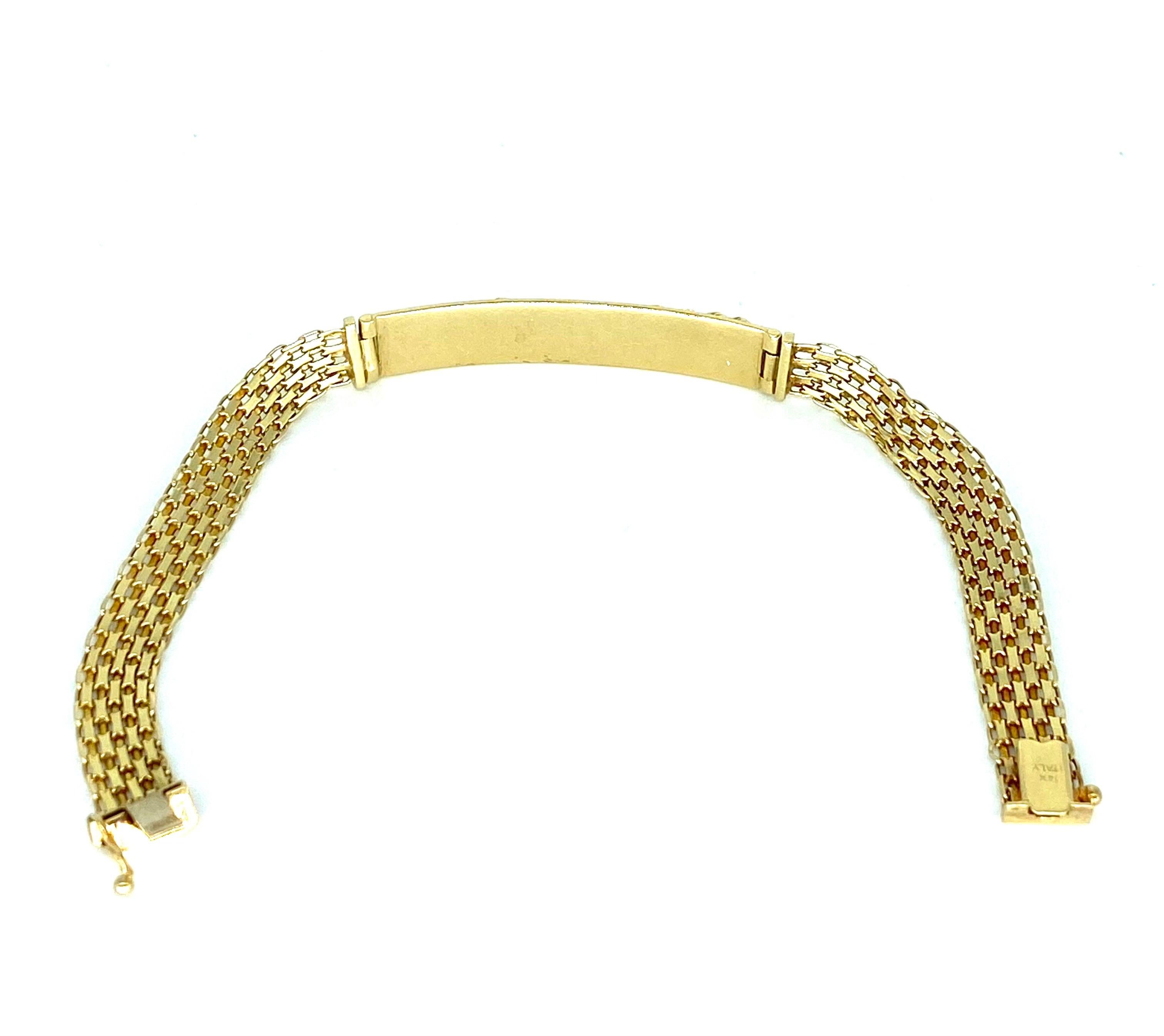 Women's Vintage Designer 0.70 Carat Diamond Fancy Rope ID Link Bracelet 14k Gold For Sale