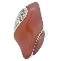 Vintage Designer 20 Carat Freeform Peruvian Opal and Diamond Gold Statement Ring