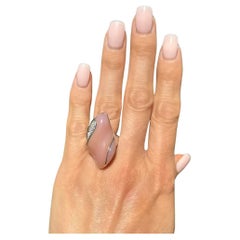 Anillo de oro con ópalo peruano y diamantes de 20 quilates de diseño vintage y forma libre