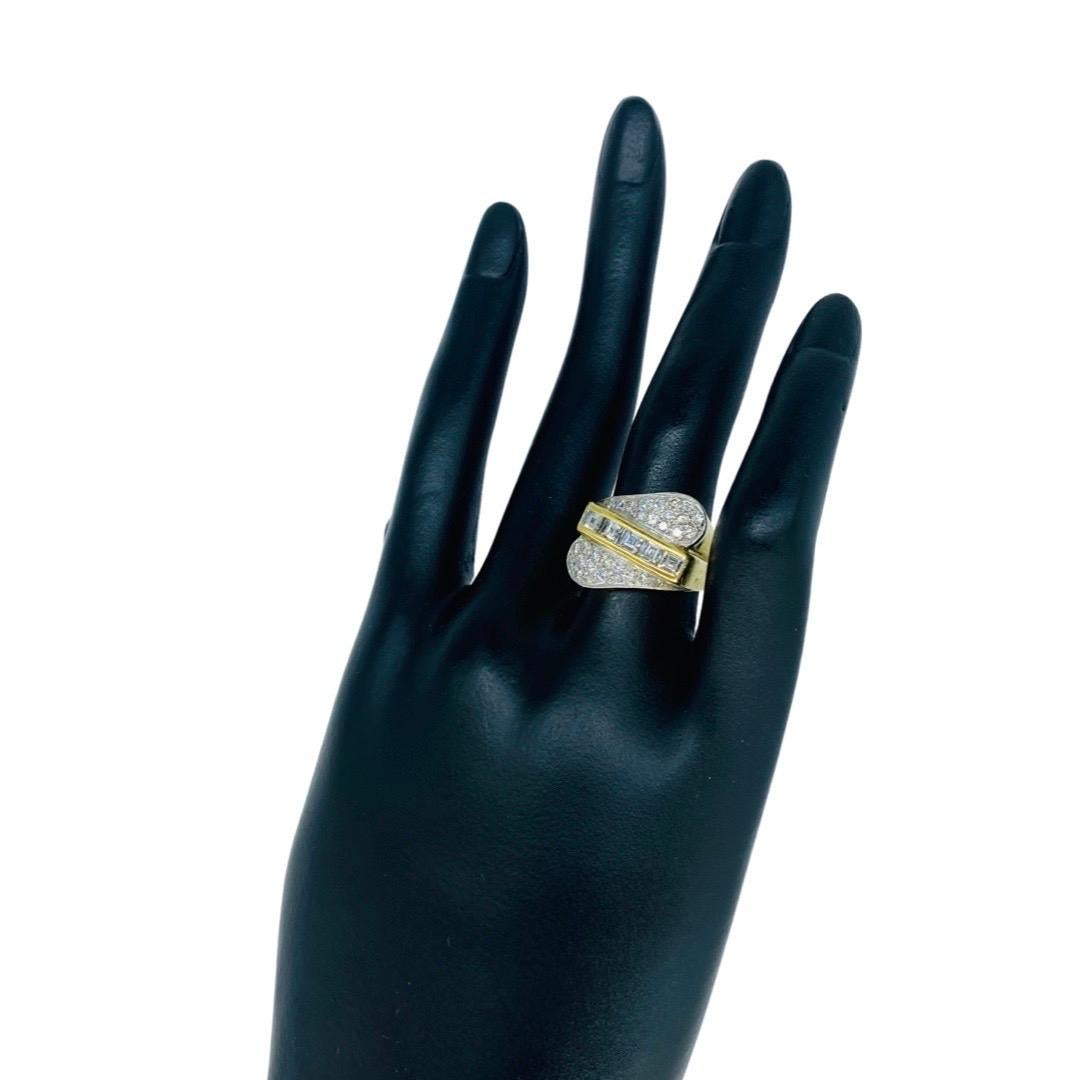 Asscher Cut Vintage Designer 2.15 Carat Diamond Total Weight Cluster Cocktail Ring 18k Gold For Sale
