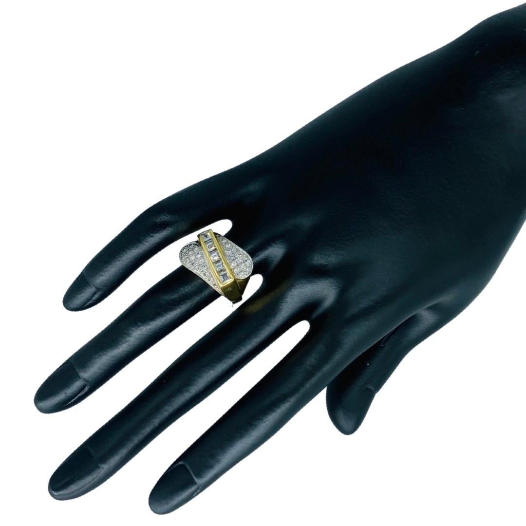 Women's or Men's Vintage Designer 2.15 Carat Diamond Total Weight Cluster Cocktail Ring 18k Gold For Sale