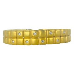 Vintage Designer 3D Bulky Cubicle 0.80 Carat Diamonds Bangle 18k Gold
