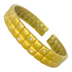 Brazalete de oro de 18 quilates con diamantes de 0,80 quilates en 3D de diseño vintage