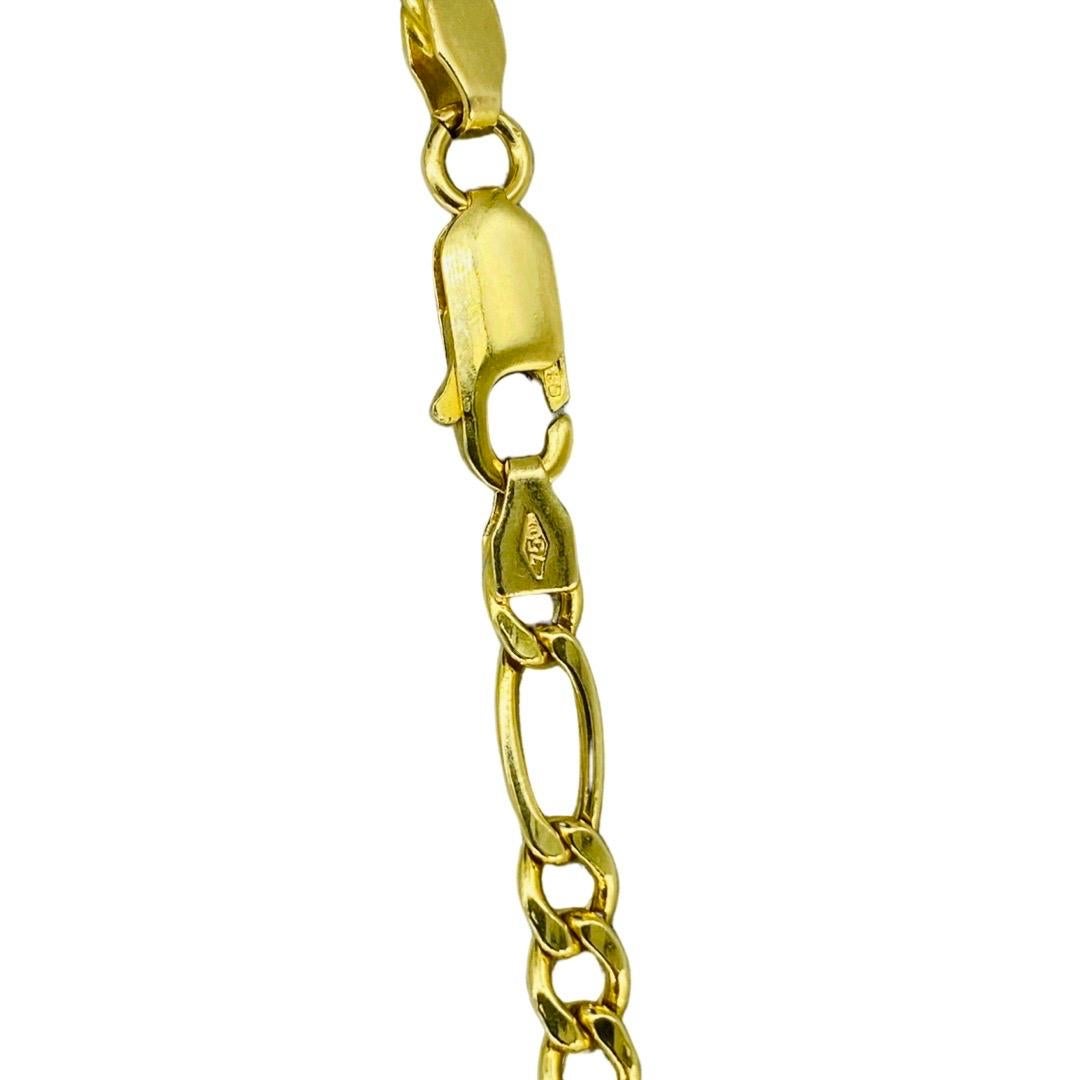Women's or Men's Vintage Designer 4mm Figaro Link Necklace Chain 18k Gold Italy