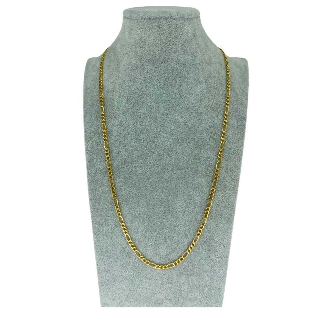 Vintage Designer 4mm Figaro Link Necklace Chain 18k Gold Italy 1
